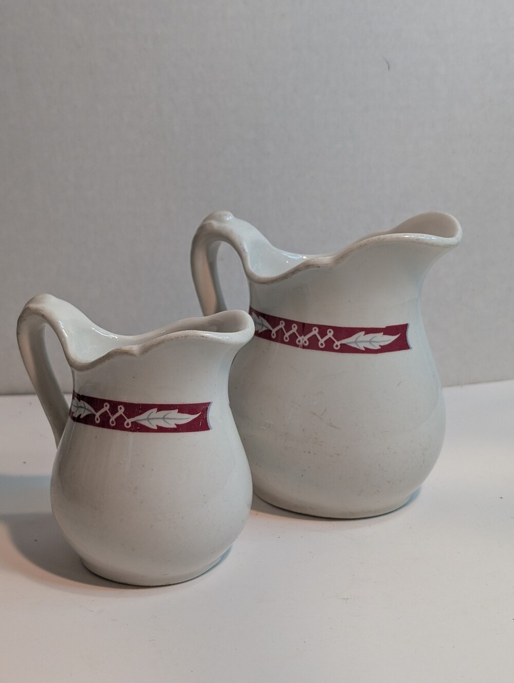 Two Vintage Grindley England Hercules Vitrified "Denbeigh" Pitchers.